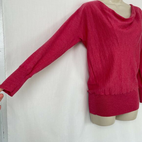 Talbots Pure Merino Wool Sweater Womens MP Medium Petite Pink Waterfall Neckline - Picture 3 of 11